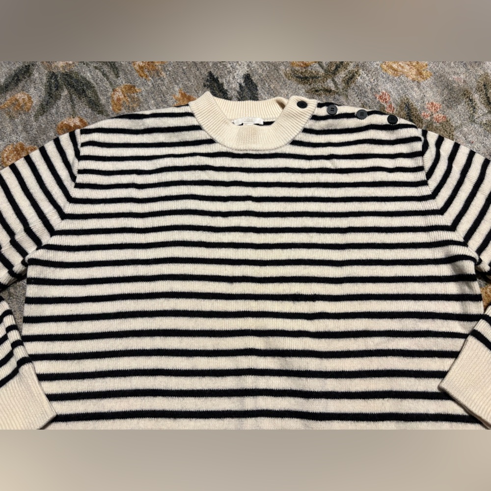 COS Cream and Black Striped Crewneck Sweater - Picture 3 of 8